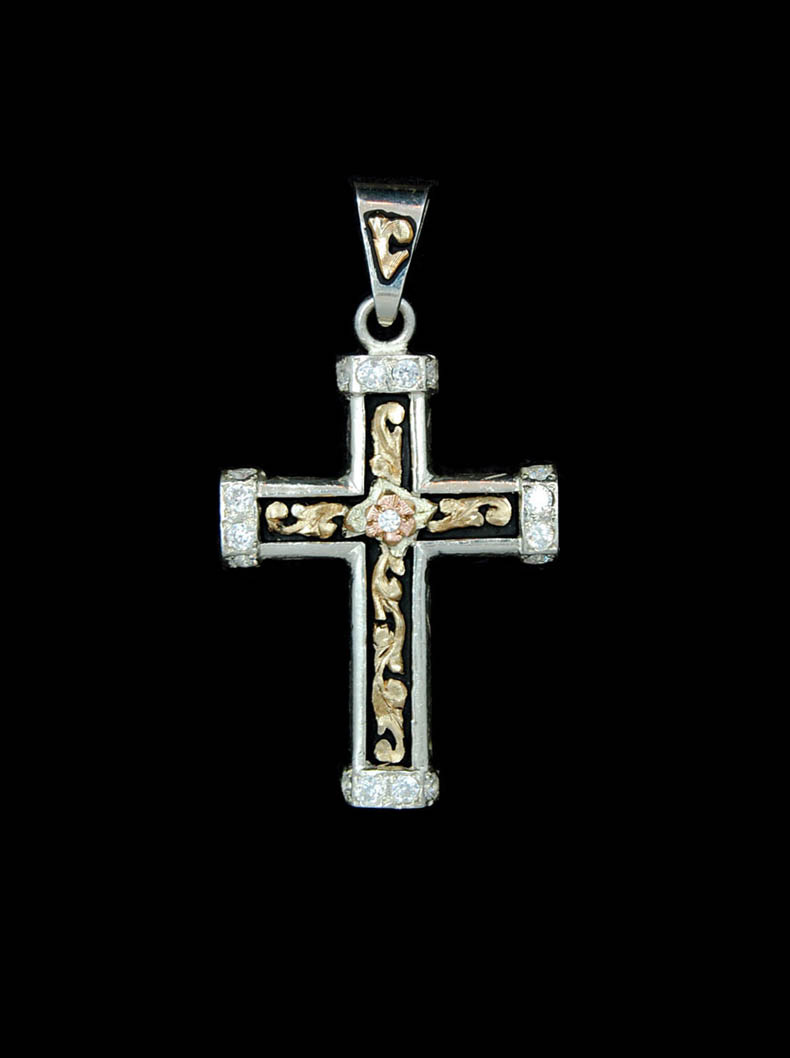 Classic Cross Pendant w/ Crystal Clear Hyo Silver