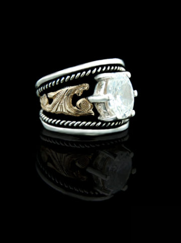 Retired Ring w/ Crystal Clear Stone & Inner Rope