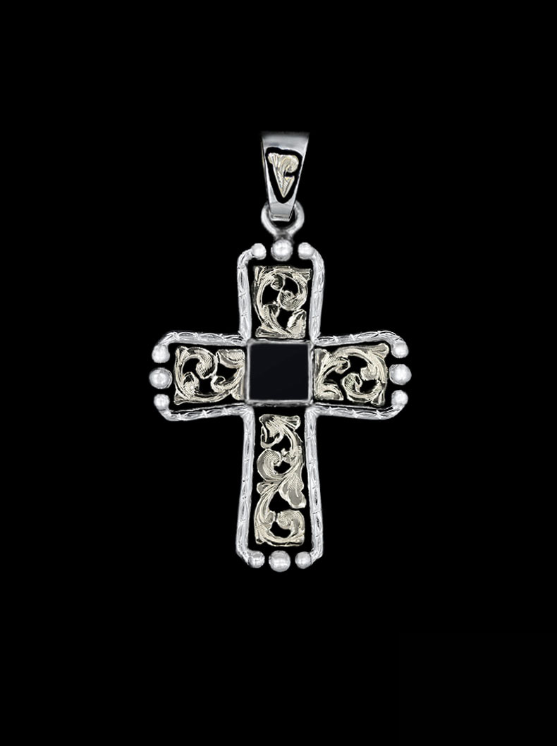 black onyx cross necklace