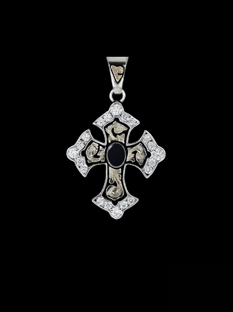 black crystal cross necklace