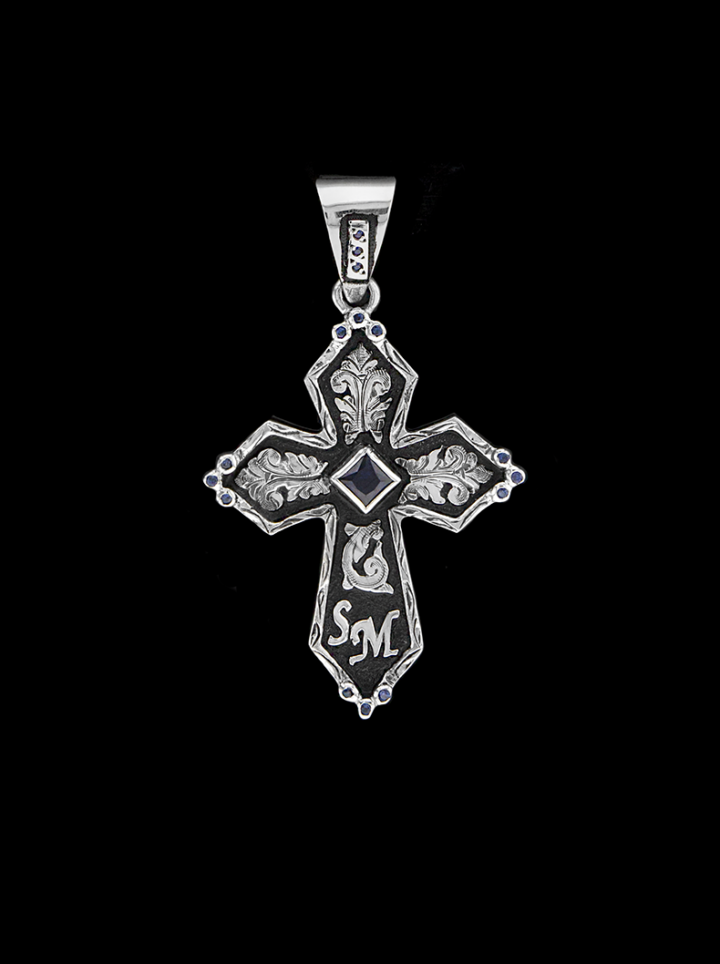 BSRP017B Black Background Custom Cross Pendant