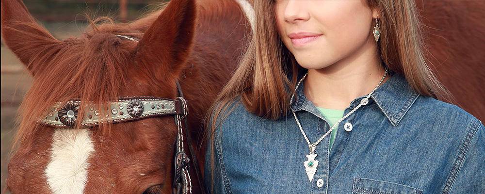 Jewelry Banner - Arrowhead Pendant w/ Blue Turquoise
