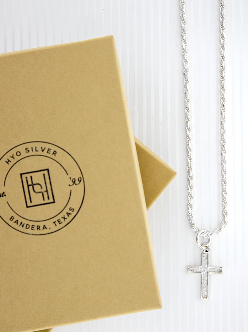 Petite Sterling Silver Cross Necklace Pendant | Hyo Silver