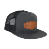 Gray and Black Cap with Leather Patch