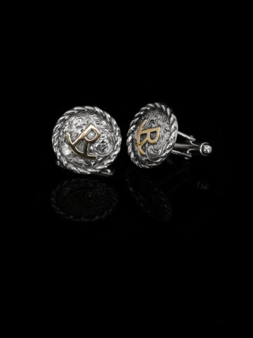 Vintage Engraved Custom Cufflinks with Yellow Gold Brand