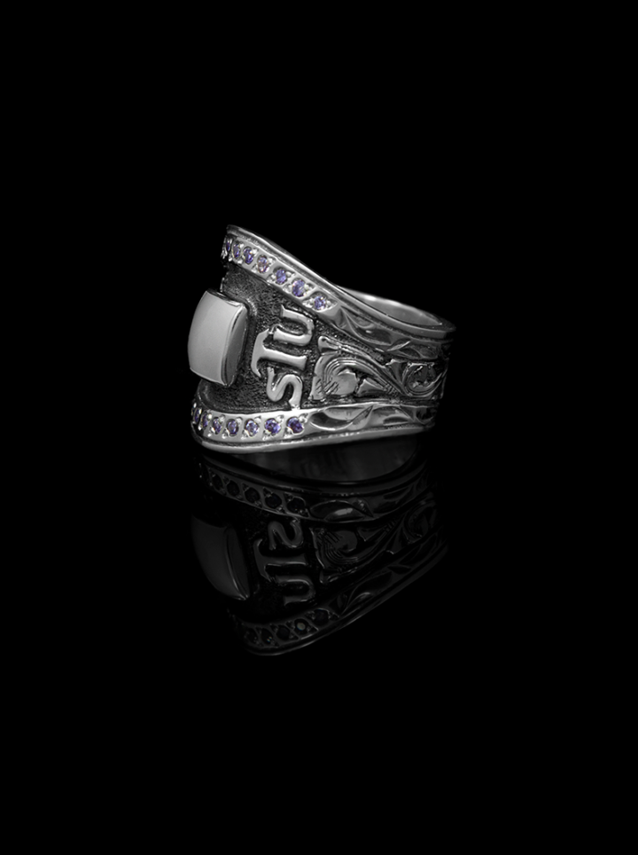 Personalized Crystal and Rim Rock Statement Ring Product Image