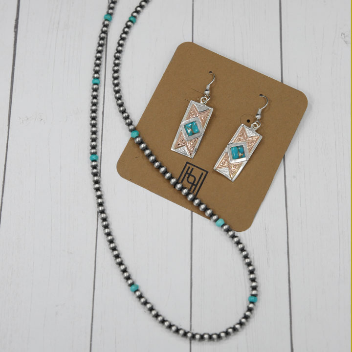 Navajo Pearl with Turquoise & Native Butterfly Earrings