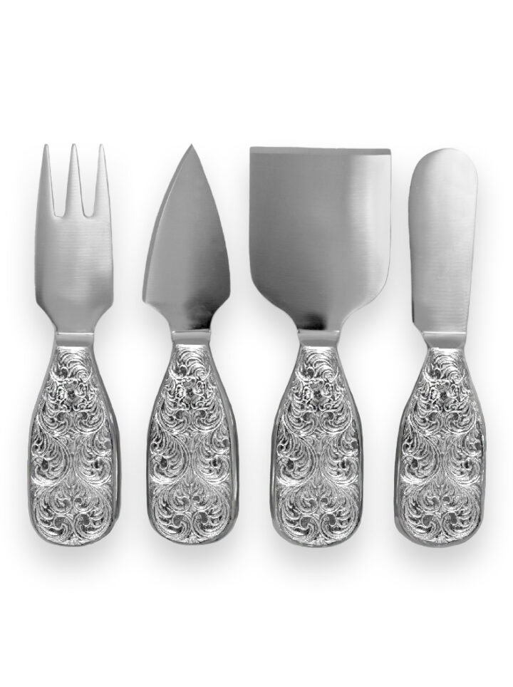 Charcuterie Accessory Set with Engraved Silver Scrolls