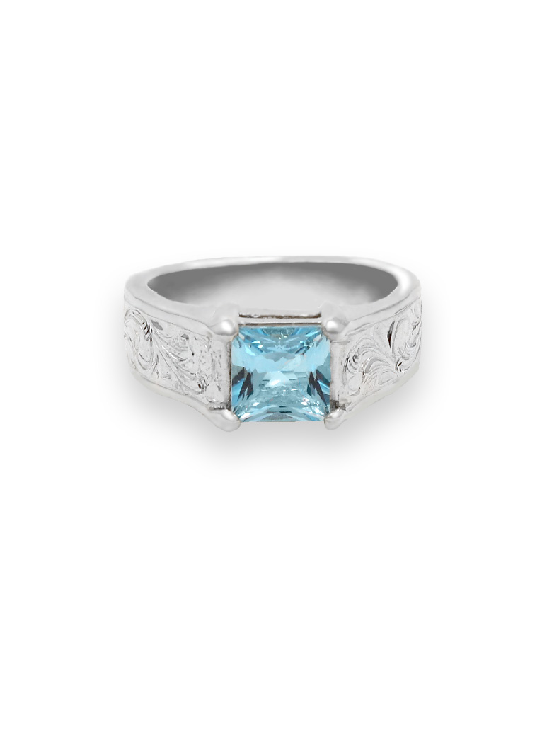 Blue Topaz Stone Sterling Silver Ring | Hyo Silver