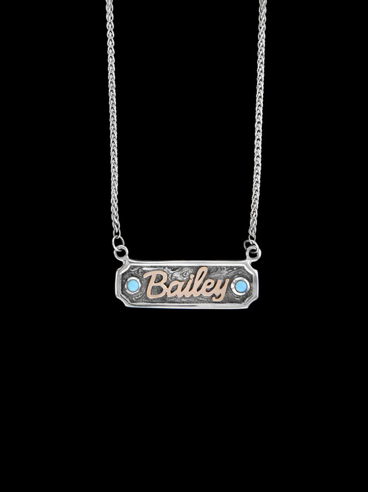 BSN115A Custom Name Necklace with TQ Stones