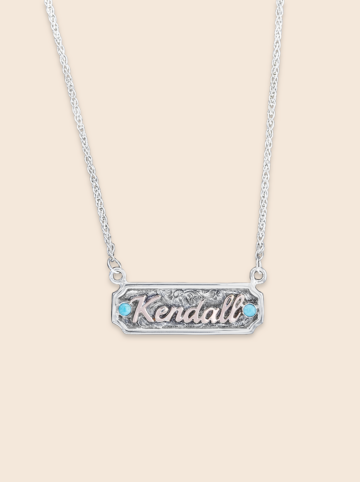 BSN115A Custom Name Necklace with Turquoise