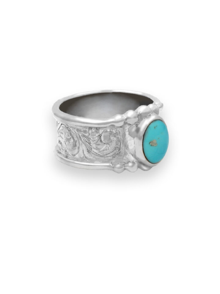 Western Silver Turquoise Ring Product Image