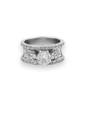 western engraved engagement rings