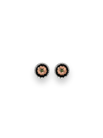 Rose Flower & Rope Earrings w/ Peridot Green