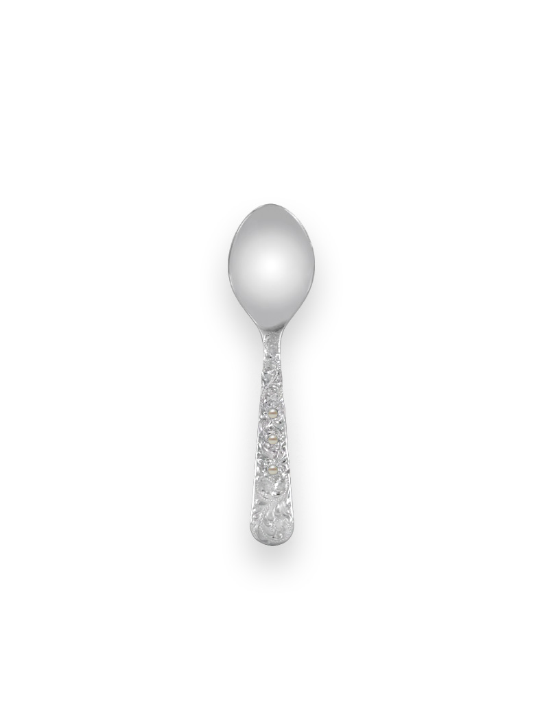 Vintage Sterling Silver Baby Spoon - Scroll Design