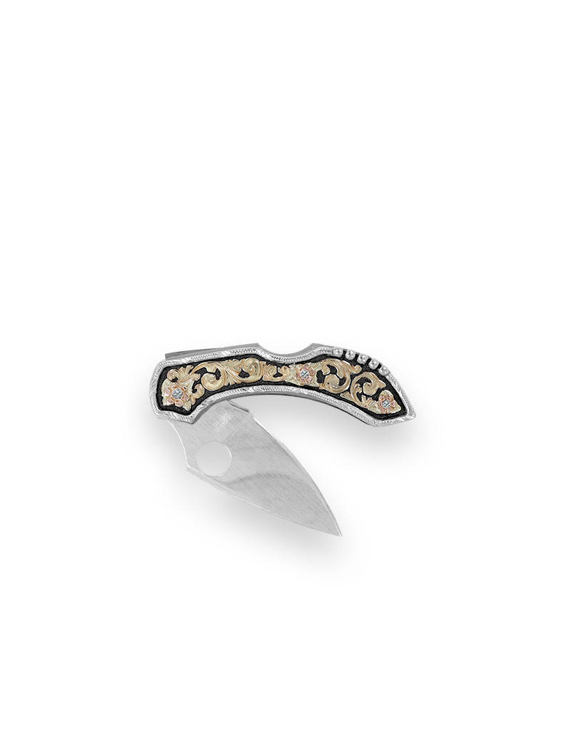Small Gold & Crystal Pocket Knife Hyo Silver