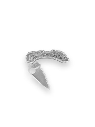 KN013 Small Serrated Blade Engraved Knife