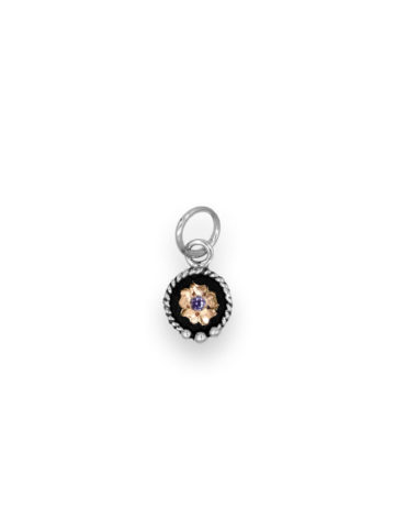 Engraved Flower Pendant w/ Purple Amethyst