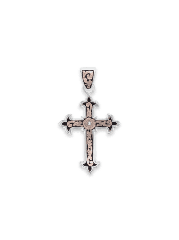 PNX032-CC Sterling Silver & Rose Gold Sovereign Cross