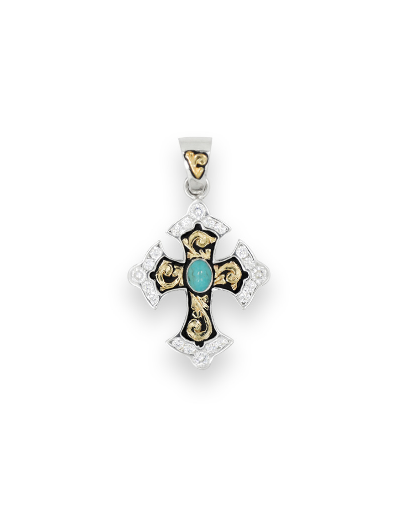 Buying Hyo Silver Rimrock Blue Turquoise Medium Cross Pendant