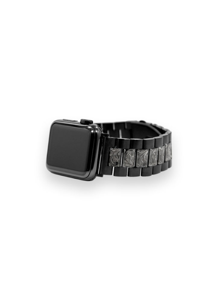 Matte Black Engraved Apple Watch Band - Scroll | Hyo Silver