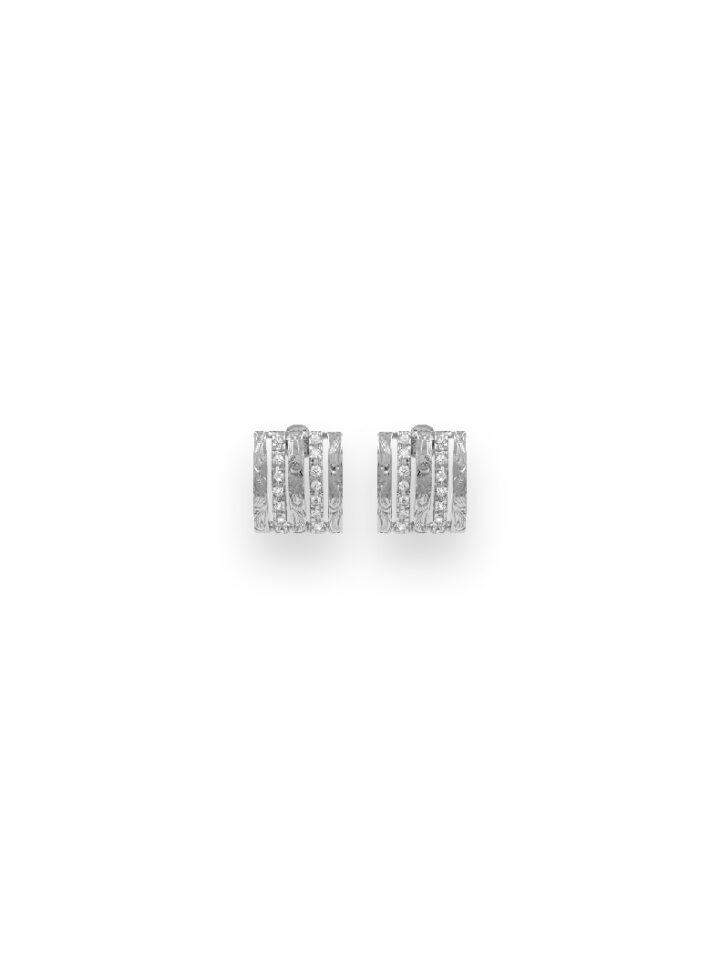Crystal Arched Earrings Sterling Silver with Clear CZ