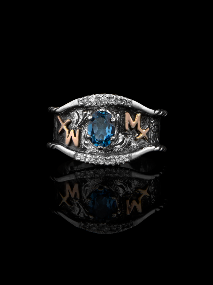 BSR017ARB Custom Vintage Ring with Topaz Stone Product Image