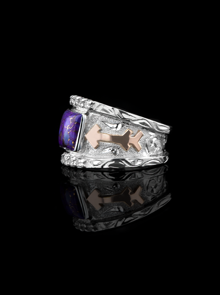 Custom-RimRock-Queen-Ring-with-Purple-Turquoise-Copper-Matrix-Stone product Image