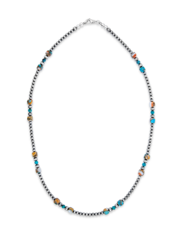 N122 Spiny Oyster Navajo Pearl Beaded Necklace