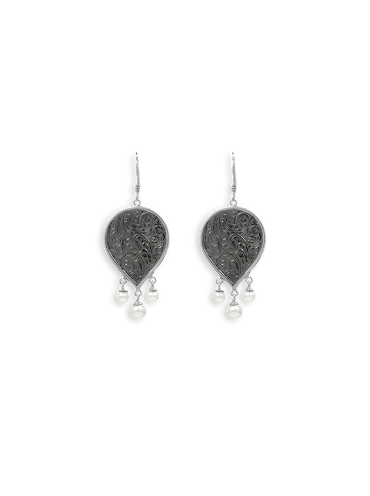 Grace Engraved Pearl Earrings Product Image
