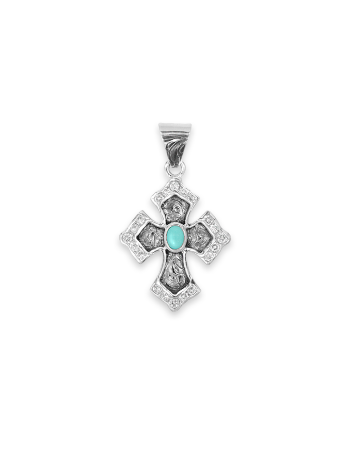 RimRock Turquoise Silver Crystal Cross Pendant Product Image