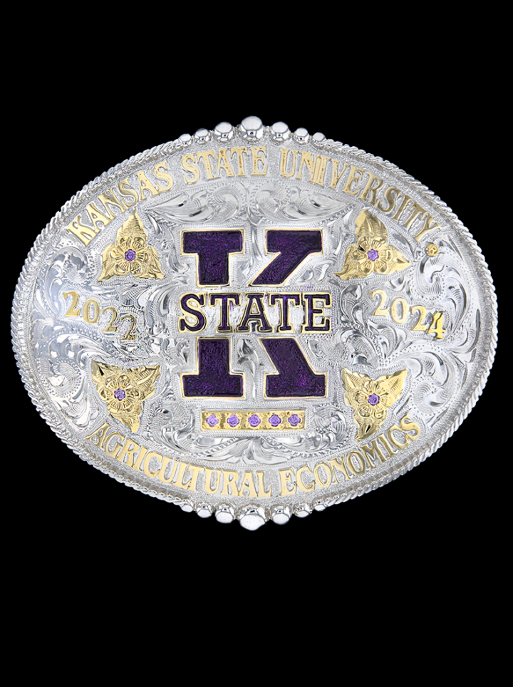Texan Custom Belt Buckle Bright Silver Kansas State University Product Image