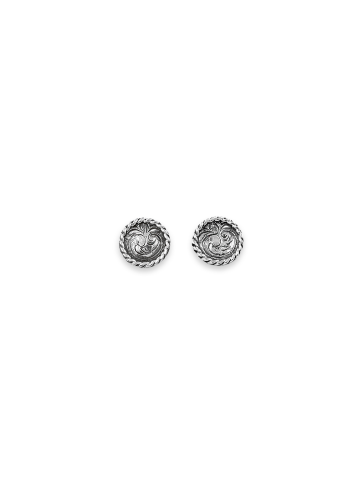 ER088 Silver Engraved Concho Earrings Product Image
