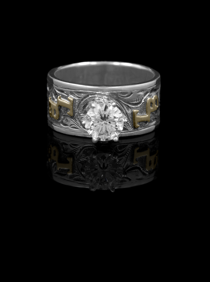 BSR054A Custom Solitaire Engraved Ring Product Image