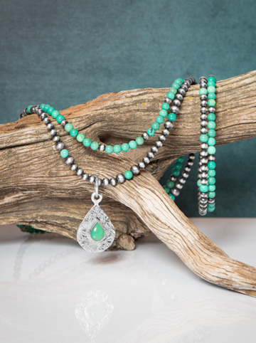 Chrysoprase Set with Tear Drop Earrings and Pendant Product Image