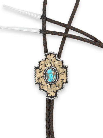 Eastwood Bolo Tie with Blue TQ Brown Leather Product Image