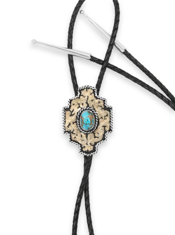 Eastwood Bolo Tie with Blue Turquoise Black Leather Product Image