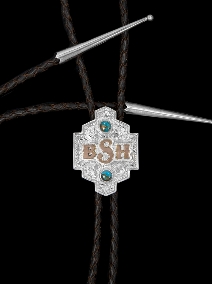 BSBL01 Custom Aztec Bolo Tie with Brown Cord Product Image