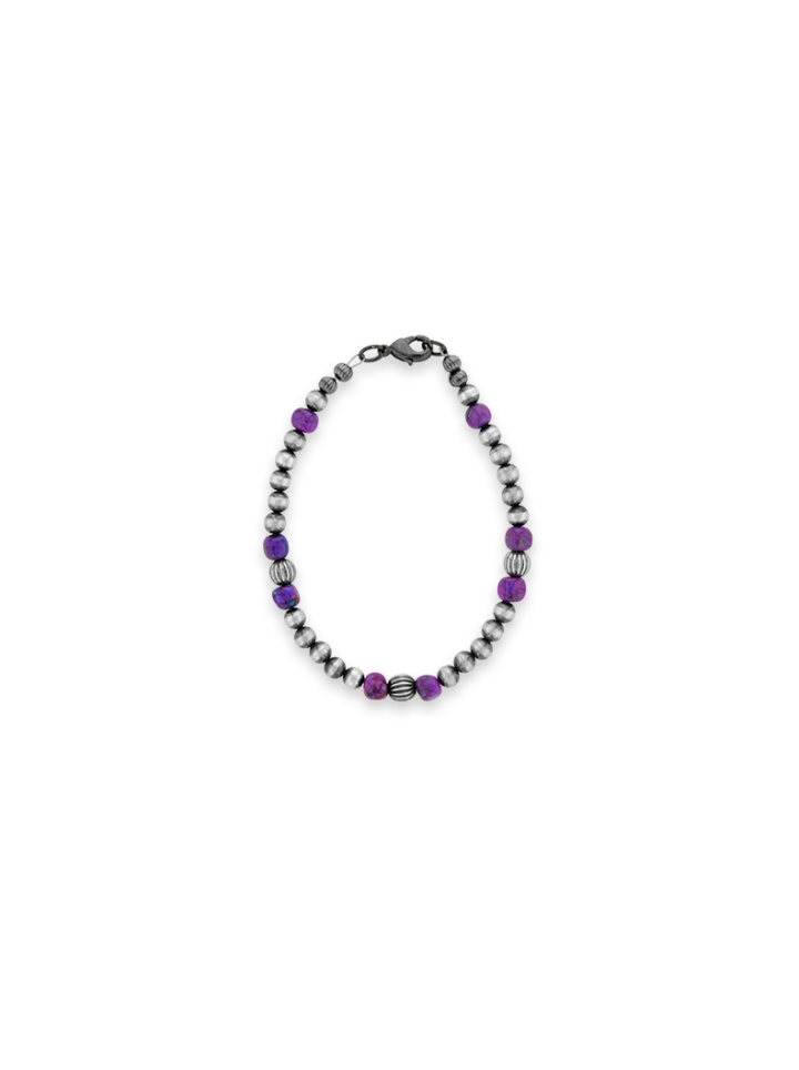 BC075 Navajo Pearl & Purple Turquoise Bracelet Product Image