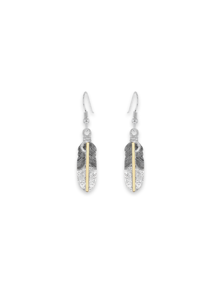 ER089-YG Eagle Feather Earrings with Yellow Gold Product Image