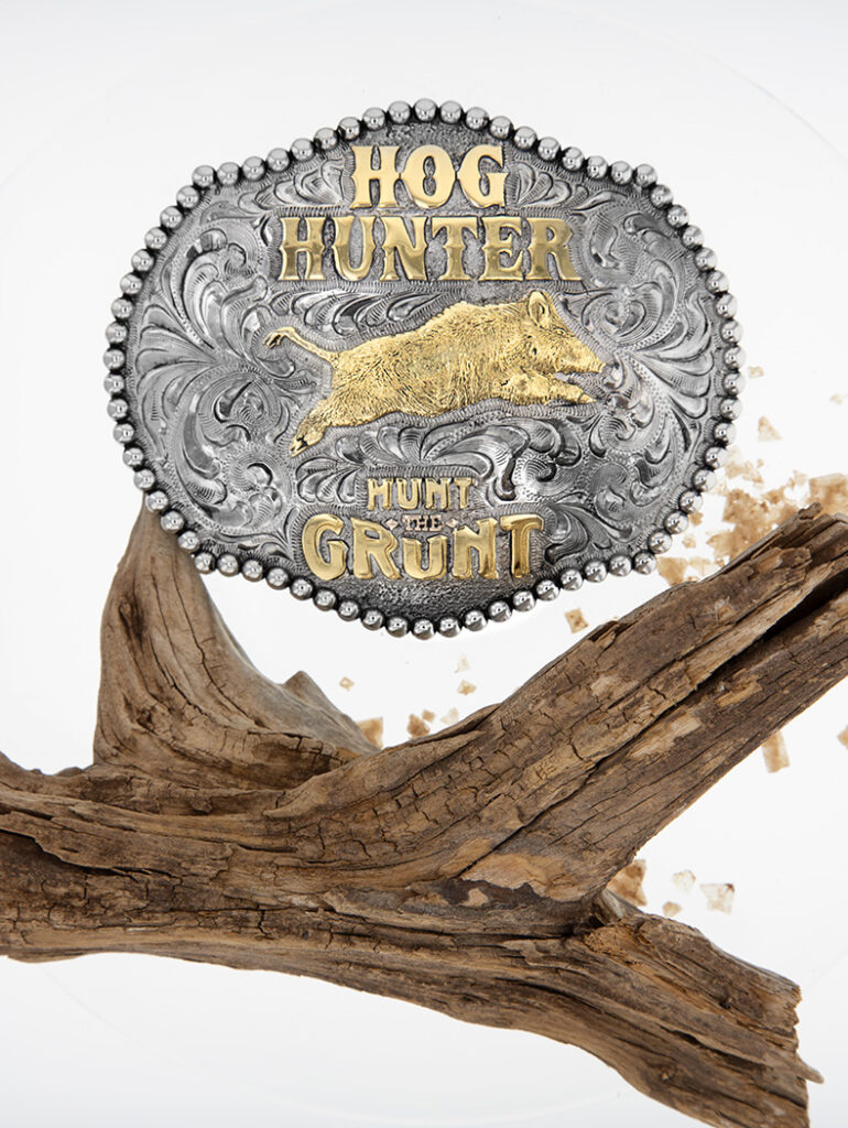 Hog Hunting Belt Buckle Wild Boar Belt Buckle Hyo Silver