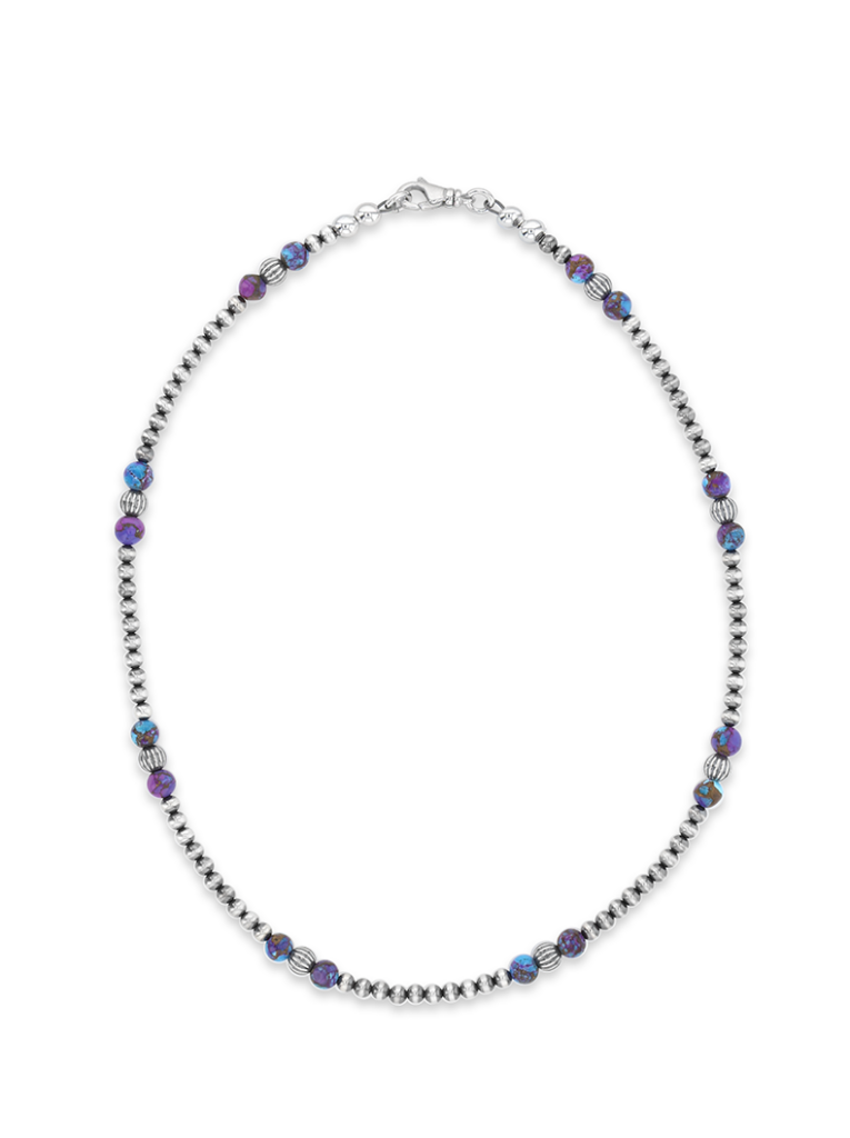 Purple Turquoise & Navajo Pearl Necklace - Hyo Silver