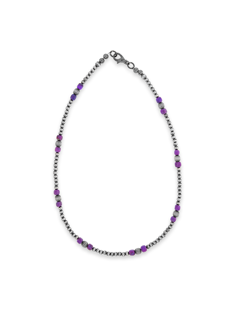 Purple Turquoise & Navajo Pearl Necklace - Hyo Silver