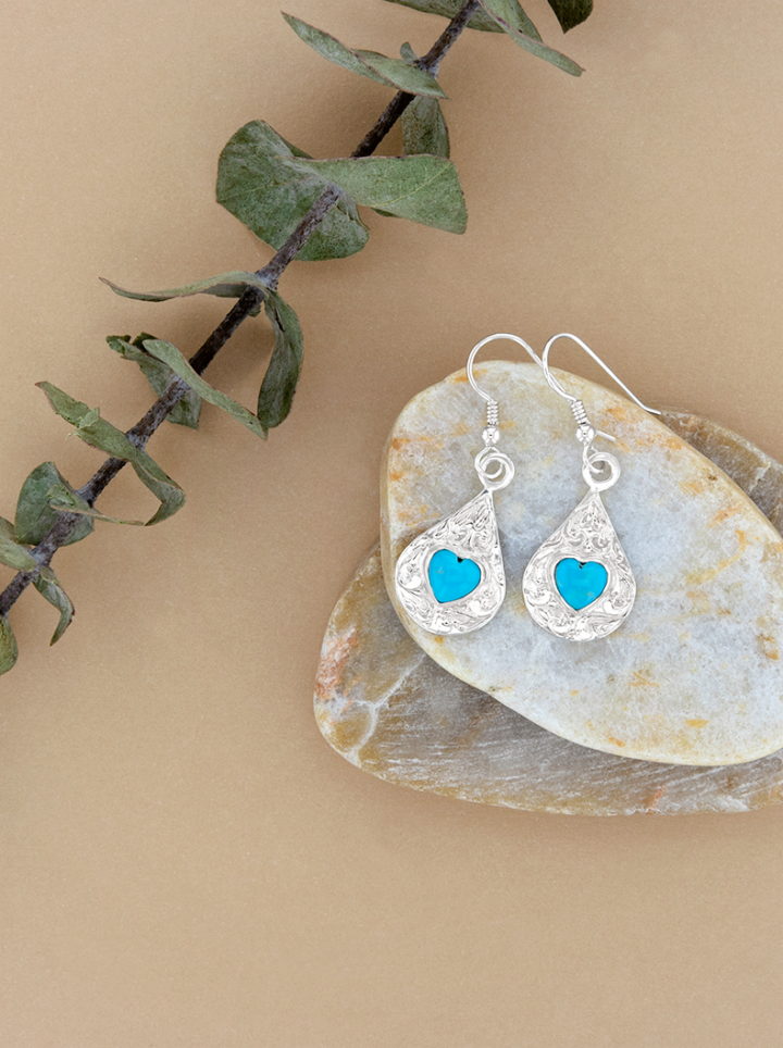 Turquoise & Teardrop Heart Earrings