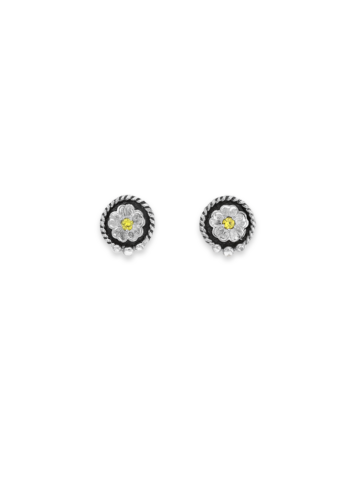 ER091-CT Silver Flower Earrings in Citrine Product Image