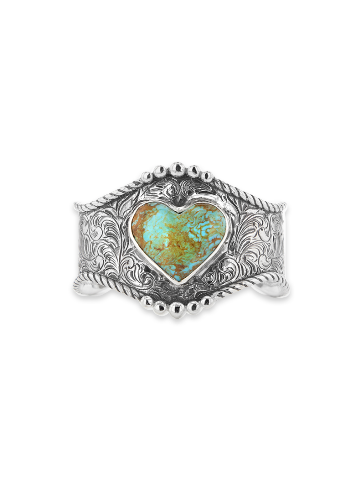 RRB033 Roped in Love Turquoise Cuff Green Stone Product Image