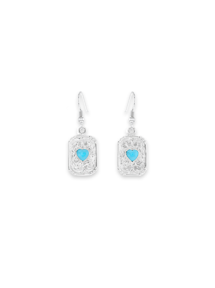 RRER050 Framed Turquoise Heart Earrings Product Image