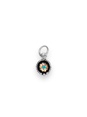 RRP054-BT Engraved Flower Pendant with Blue Turquoise Product Image