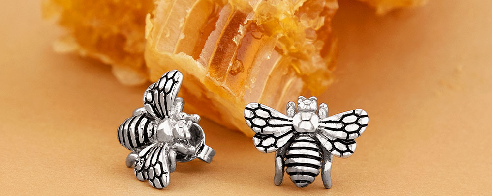 Bee Earrings, Post Style Earrings from Hyo Silver