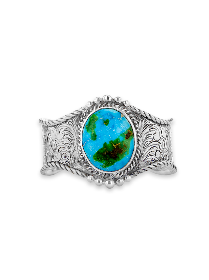 RRB031 Lariat Turquoise Cuff Large Oval Stone Product Image